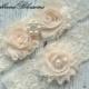 Beautiful CREAM Bridal Garter Set - Ivory Keepsake & Toss Wedding Garter - Chiffon Flower Rhinestone Lace Garters - Vintage Garter - Garder