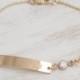 Nameplate Gold Bar Bracelet, CZ Bezel stone, 14K Gold Filled, Personalized Bracelet, Custom Font/Initials/Name/Date/Stone, Cuff, Bangle