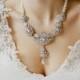 Bridal Statement Necklace -KATHERINE, Swarovski Crystal and Pearl Necklace, Pearl Drop Necklace, Royal Jewels Necklace