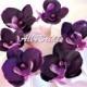 Purple orchid flower hair pin, bridal wedding day hair accessories, set of six hair pins