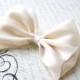 Ivory Cream Satin Bow Hair Clip - Fully Lined Alligator Clip - Clip for Fine Hair - Wedding Hair Accessories - 4"