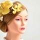 Large yellow fascinator hat Yellow wedding headpiece  Flower headpiece Wedding fascinator Wedding hair flower