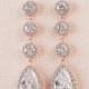 Rose Gold Bridal earrings, Wedding jewelry, Long Wedding earrings Bridal jewelry, Erica Earrings