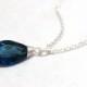 Teal London Blue Topaz Pendant in Solid Sterling Silver , December Birthstone , 4th Anniversary , Wire Wrapped , from Canada