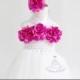 White and pink flower girl dress size 2T 3T 4T 5T 5 6 7 8 9 10, tutu dress , princess dress , crochet top tulle dress , free Slip & Headband