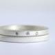 Three Diamond Wedding Ring Set - Matte Finish Sterling Silver - Eco Friendly - Modern - Diamond Engagement Rings - Wedding Rings