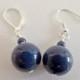 Blue pearl earrings, Swarovski Lapis blue, Lapis earrings, Pearl dangle earrings, 12mm pearls, Lapis blue pearls, Swarovski pearls, UK made