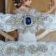 Wedding Garter Set, Bridal Garter Set, Stretch Lace Garter, Crystal Bridal Garter, Agatha Style 10528