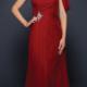 Ruched Floor Length One Shoulder Red Chiffon Sleeveless