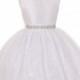 Solid Lace Flower Girl Dress With Removable Rhinestone Belt