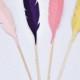 Mini Paper Feather Cupcake Topper Set - Tribal Party Decor