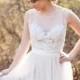 Romance delicate beaded lace tulle flowy wedding dress