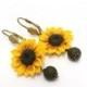 Yellow Sunflower Drop Earrings,Yellow Flower Drop Earrings, Jewelry Yellow Sunflower, Wedding Earrings, Summer Jewelry, Bridesmaid Jewelry