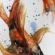 ORIGINAL Watercolor Painting Koi Fish Gold Fish Sea children room art Goldfish Mother's Day Girt Ocean Shubunkin Art OOAK