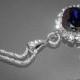 Dark Navy Blue Crystal Halo Necklace Swarovski Dark Indigo Rhinestone Sparkly Necklace Deep Blue Chain Necklace Bridal Bridesmaids Jewelry