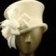 White Straw Top Hat Wedding Hat With Bows