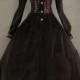 Brown Vintage Tudor Long Sleeves Winter Victorian Dress