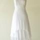 Tea Length Wedding Dress,Layered Chiffon Destination/Reception Bridal Dress Embroidery with Spaghetti Straps