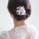 Floral headpiece, Flower hair clip, Floral wedding hair accessories, Hair flower clip, Bridal headpiece, Pink blue hair clip - LOTTIE