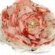 Peach flower accessory, Bridal hair flower, Wedding hair piece