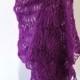 Crochet Shawl Plum Lace Mohair Warm Cozy Chic