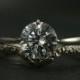 Elegant Filigree Engagement Ring and Wedding Band--Sterling Silver Bridal Set--Vintage Style Ring--Antique Style Engagement Ring