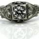 Vintage Engagement Ring .36ctw Old European Cut Diamond Platinum Solitaire Vintage Engagement Ring Filigree Engagement Ring Size 7.25!