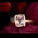 Rose Gold Morganite Ring Cushion Cut Morganite Rings Morganite Engagement Ring Bezel Ring, 14k Brushed Rose Gold