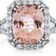 Morganite Engagement Ring Split Shank 18kt White Gold Genuine Diamond Halo Engagement Ring 10.5x8mm Morganite Wedding Anniversary Ring