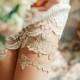 Gold lace garter set, garter wedding, gold bridal garter set, gold wedding linegerie, gift for her - style 495