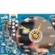 Desk clock - geeky office clock - Recycled video card clock - blue circuit board c0441
