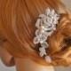 ALCIRA, Bridal Hair Comb, White or Ivory Pearl and Rhinestone Wedding Hair Comb, Vintage Style Rose Flower and Leaf Wedding Hair Accessories