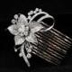 Wedding Hair Comb, Rhinestone Comb, Flower Bridal Comb, Crystal Hair Comb, Wedding Accessories, Bridal Headpiece