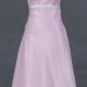 Sleeveless Pink Satin Straps Square Ruched Zipper Tea Length