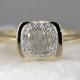 14K Yellow Gold Raw Diamond Halo Ring - Rough Diamond Engagement Rings - Uncut Conflict Free Diamond Ring - Raw Diamond Gemstone Rings