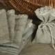 Linen favor sachets natural gray linen burlap with lace set of 100 washed vintage style mini gift bags
