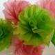 Seven Wedding Crepe Paper Roses...Apple Lime Green and Pink...ART DECO STYLIZED FLOWERS