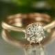 Forever Brilliant Mosissanite Engagement Ring 7mm Round Cut Stone Set in 14k Rose Gold Euro Style Ring Shank Diamond Wedding Gemstone Ring