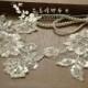 One pair hand beading embroidery patches appliquef for bridal flower veil 14C85  7J12