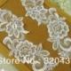 Pair of organza embroidery fabric applique wedding flower patches, NEW, 78A01  7J12