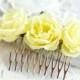 71_Wedding hair comb, Yellow hair accessories, Hair flowers, Wedding hair accessory, Bridal comb, Flower comb, Rose comb, Hair roses, Silk.