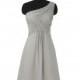 Silver Short Bridesmaid Dresses ,One Shoulder Chiffon Bridesmaid Dress Light Grey A-line Prom Dresses