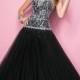 Fashionable Tulle Bodice Floor-length Mini Black Strapless Silver A-line Prom/evening/cocktail Dress By Blush 5235 - Cheap Discount Evening Gowns