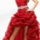 Roten Tüll schulterfreies Sweetheart Prom Kleid mit hohen und niedrigen Rock - Festliche Kleider 