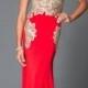 Long Scoop Neck Embroidered Bodice Prom Dress - Discount Evening Dresses 