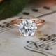 3 Ct 4 Prong Engagement Ring, Round Solitaire Ring, Man Made Diamond Simulant, Classic Bridal Ring, Sterling Silver, Rose Gold Plated