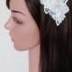 Ivory lace headpiece, Ivory bridal comb, Lace headpiece, pearl and lace, Pearls comb, Wedding headpiece, Bridal lace headpiece, guipure lace