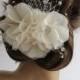 White ivory bridal hair flower, wedding flower hair clip, , cream, wedding hair flower, bridal barrette, wedding, bridal fascinator