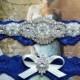 Wedding Garter Set, Bridal Garter Set, Something Blue, Royal Blue Lace Garter, Violet Style 10355