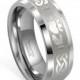 Men 8mm Tungsten Carbide Irish Claddagh Celtic Design Wedding Band Ring W/laser Etched